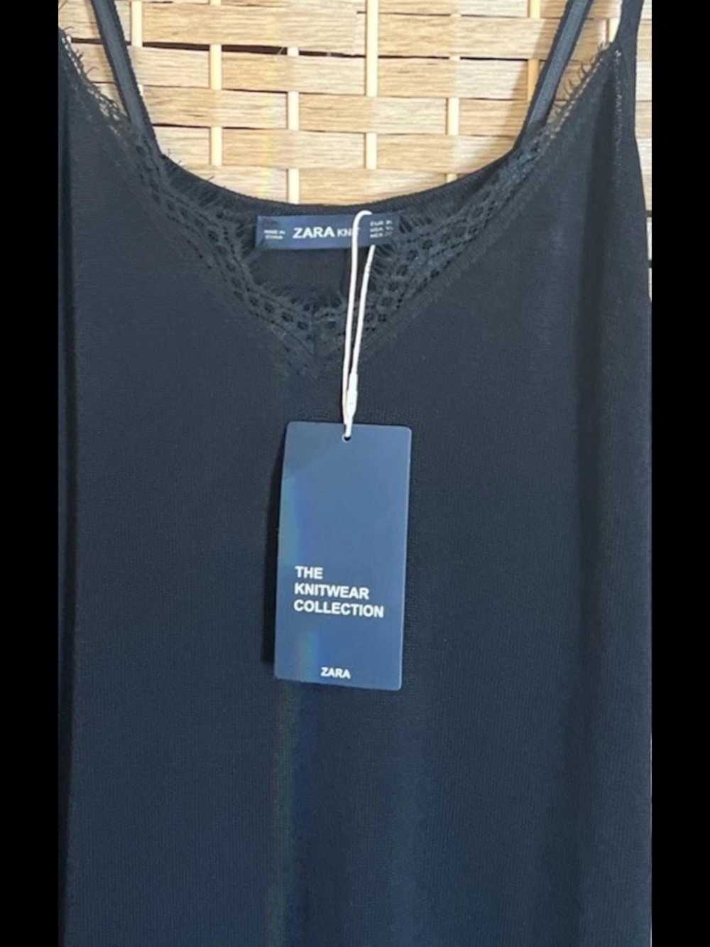Zara Black Lace-Trim Knit Cami Maxi Dress - Picture 2 of 15